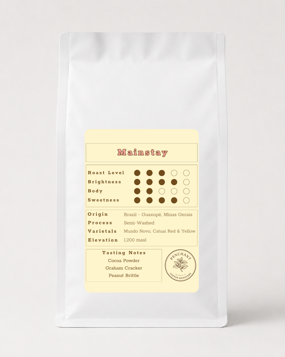 Penchant Coffee Roasters Mainstay Brazil coffee bag